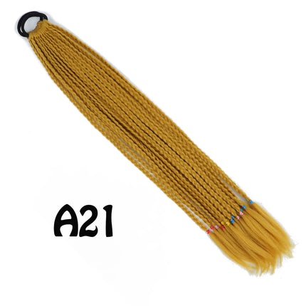 Synthetic Gradient Color Dirty Braided Ponytail Extensions With Elastic Band 24" Rainbow Braid Pony Tail Hairpiece For Girl