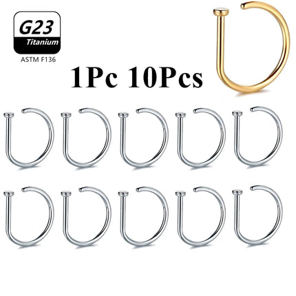 1Pcs 10Pcs G23 ASTM F136 Titanium D Shape Nose Piercing Ear Septum Earrings Studs Helix Stud Hoop Body Jewelry Wholesale