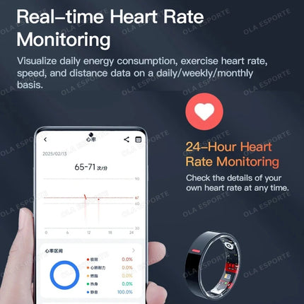 2026 New Smart Ring Women Men Super Narrow 7mm Heart Rate Health Stress measurement Monitor IP68 Waterproof Fashion Sports Rings