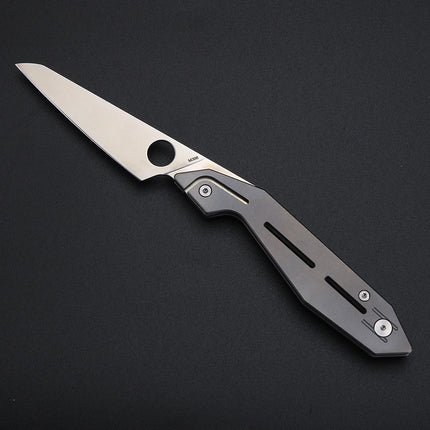Titanium handle folding knife, high hardness M398 steel blade pocket knife, lightweight knife