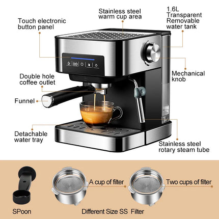 Semi-automatic espresso machine 20Bar high pressure extractor 3-in-1 coffee machine with milk froster cappuccino or latte
