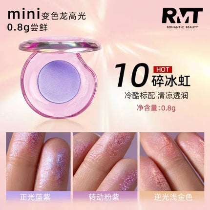 RMT Chameleon Highlight Pink Purple Fine Powder Cream Blusher Shiny ROMATIC Face Brighten High Gloss Integrated Plate Makeup