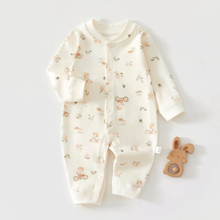 0-18M Baby Pure Cotton Onesie All Seasons Long Sleeve Crawling Suit for Boys and Girls Spring and Autumn Outwear Base Layer