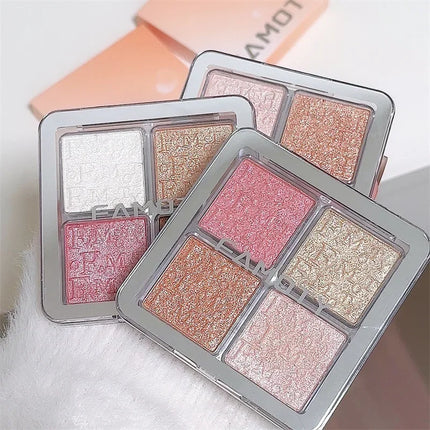 4 Colors Diamond Highlighter Powder Palette Glitter Face Contour Brighten Makeup Shimmer Ultra-concentrated Illuminate Cosmetic