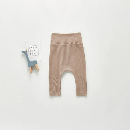 Spring And Autumn Newborn Infant Baby Boys And Girls Cotton Solid Color High Waisted Leggings Kids Fashion Baby Clothing