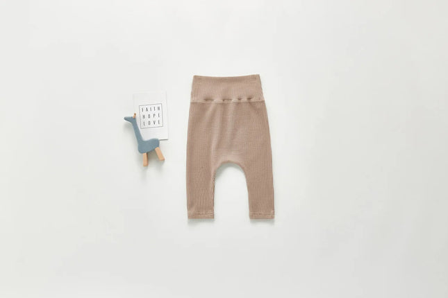 Spring And Autumn Newborn Infant Baby Boys And Girls Cotton Solid Color High Waisted Leggings Kids Fashion Baby Clothing