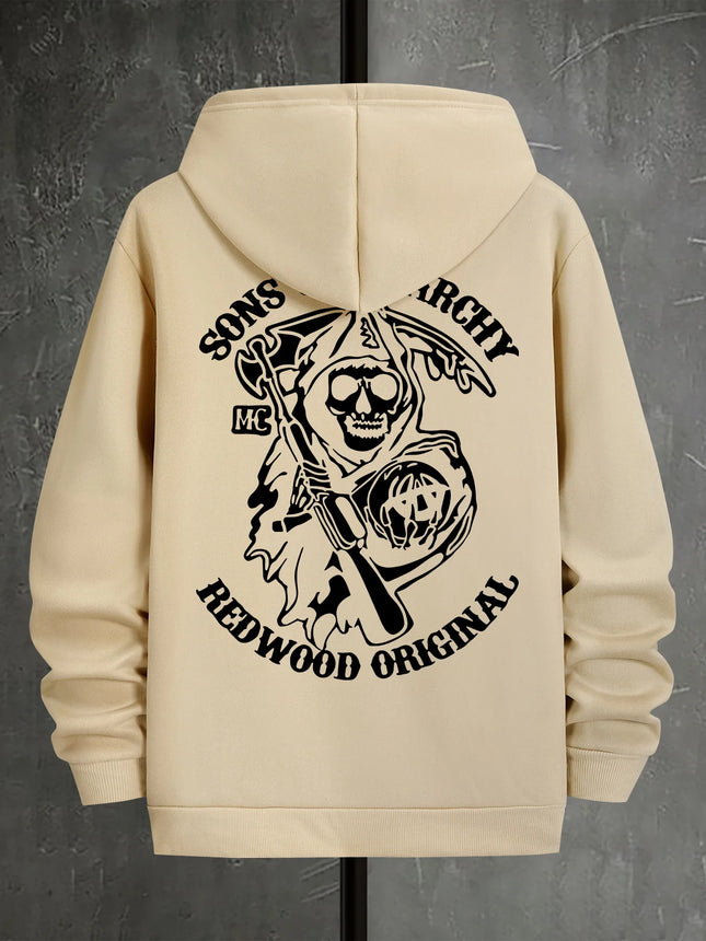2025 Stylish Cool Skull Print Men Women Hooded Sweatshirt Autumn Winter Daily Outdoor Vacation Fitness Casual Warm Sportswear