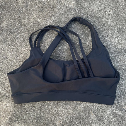 Solid Color Butter Cross Gym Yoga Underwear Women Cross Back Shoulder Straps Fitness Sport Bra High Impact Push Up Top With Pad