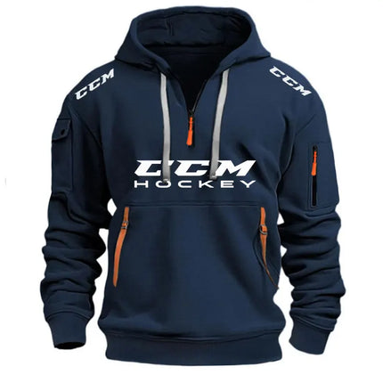 New Multi Pocket Zipper Fleece HOCKEY Sprots Hooded Casual Shirt for Men and Women Plus Size Loose Pullover Fashion Sweatshirt