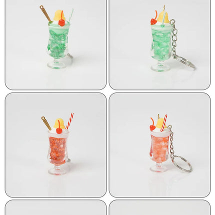 New Simulation Ice Cream Cup Model Key Chain Pendant Cute Ice Dream Cup Pendant Key Ring Party Gift Jewelry