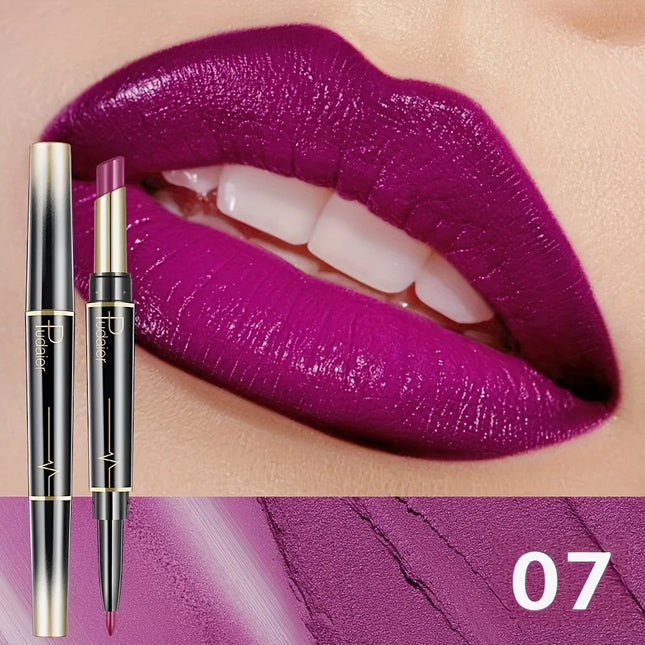 Double-Ended Lip Liner Lipstick Pencil Moisturizing Semi-Matte Formula for Precise Lines & Full Coverage Long-Lasting Hydration