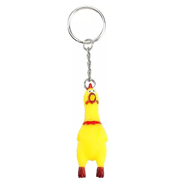 Yellow Shrilling Screaming Chicken Keychain Scream Chicken Voice Chicken Keychain Mini Rubber Squeeze Screaming Chick