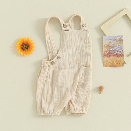 Pudcoco Infant Baby Boys Girls Overalls Sleeveless Backless Front Pocket Rompers Newborn Spring Fall Outfit 0-24M