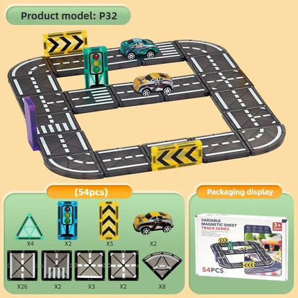 Creative Colorful Window Magnetic Sheet Children DIY City Road Car Model Track Magnetic Block Splicing Puzzle Toy Gift For Kids