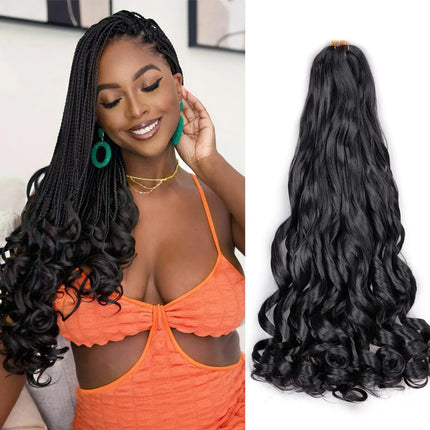 French Curl Braids Hair 22“Loose Wave Bouncy Synthetic Spiral Curls Braiding Hair Extensions Ombre Pre Stretched Hair For Women