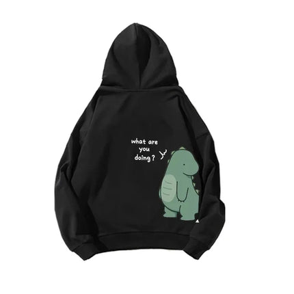 Autumn And Winter Cute Rock Dinosaur Fashion Print Men's Casual Harajuku Y2k Cartoon Couple Hoodie As a Gift for Couples