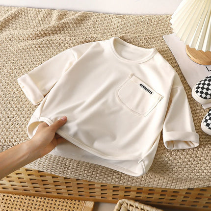 1-10Y Children's T-shirt Korean Kids Simple Long Sleeved Base Shirt Baby Boys and Girls 2025 Autumn Winter New Baby Loose Tops