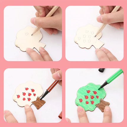 20pcs Montessori Kids Drawing Toys Wooden DIY Painting Stencils Set Craft Toy Coloring Puzzle Educational Toys For Children Gift