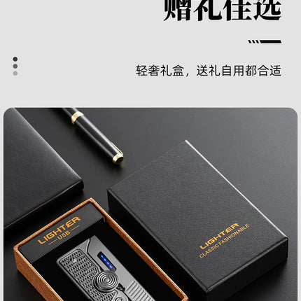 Metal Gas Electric Dual-purpose Folding Lighter Windproof Jet Dual Arc USB Folding Gun Portable Lighter Fashionable Men's Gift