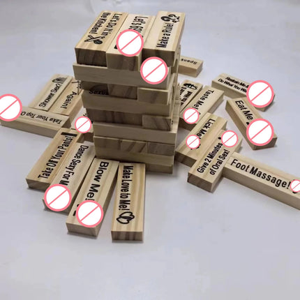 English and French 48pcs Couple Flirting Building Block Game Stacking Tower Game Adult Party Entertainment Spanish SM Product