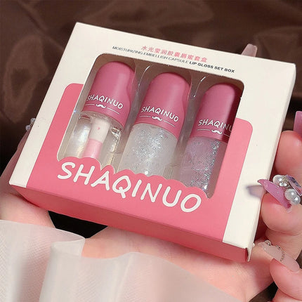Shuiguang capsule lip honey kit moisturizes and hydrates for a sparkling, mirror-like finish, colorless and transparent glass lip oil