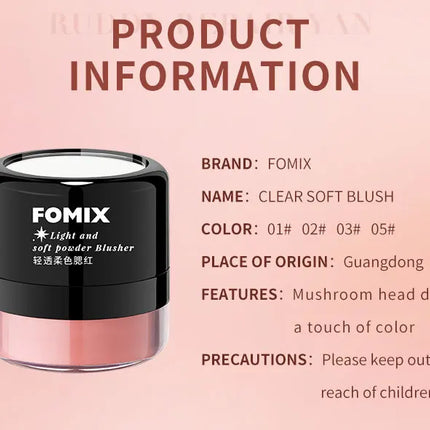 FOMIX Loose Powder Air Cushion Blush Long Last High Pigment Soft Misty Matte Face Blusher Natural Colors For Cheek