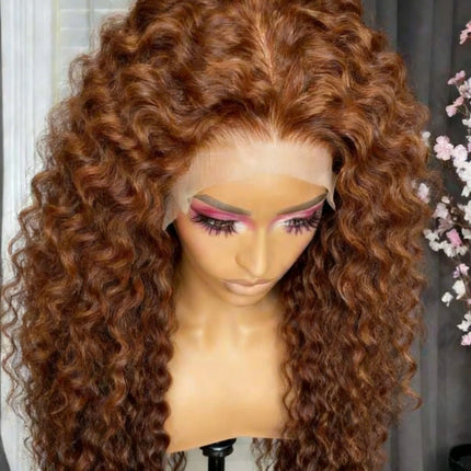 Chocolate Brown Deep Wave 13x4 HD Lace Frontal Wigs Human Hair Transparent Pre Plucked 250% Density Water Wave Lace Frontal Wigs