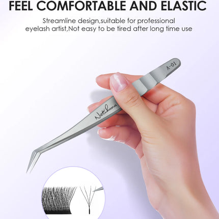 NATUHANA  Eyelash Extensions Tweezers Lash Artists High Precision Stainless Steel Superhard Anti-Static Tweezers Makeup Tools