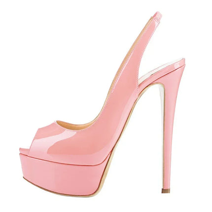 Women Pumps Stilettos 14CM Platform Stripper High Heels Sexy Open Toe Sandals Gladiator Party Dress Wedding Shoes Large Size 44