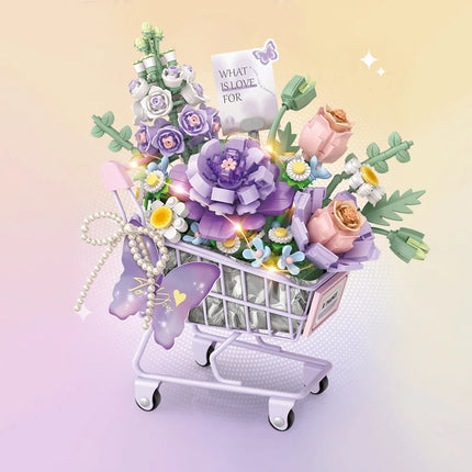 LOZ Plant Series Cart Flower Building Blocks DIY MOC Model Bouquet Desktop Decor Adult Collectible Gift Valentine Birthday