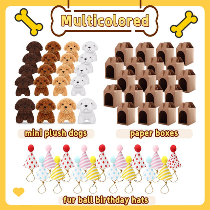 6-20Set Mini Plush Puppy Stuffed Dogs Adopt A Pet Dog Set with Paper Boxes Animals Bulk for Birthday Animal Theme Party Favors