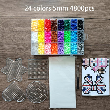 Fuse Beads Kit 24/48 colors 5MM 3D Pixel Puzzle Iron Beads Handmade Crafts Decor DIY Make Puzzle High Quality Melting Beads