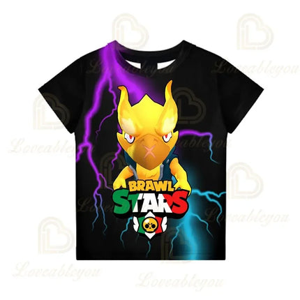 Brawling-Heros 6 To 19 Years Kids Shark T Shirts Mr.P Game 3D Boys Girls Cartoon Tops Teen Clothes