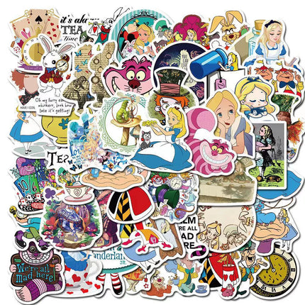 10/30/50pcs Disney Alice in Wonderland Anime Stickers Cartoon Decals Skateboard Guitar Laptop Helmet Waterproof Sticker Toy Gift
