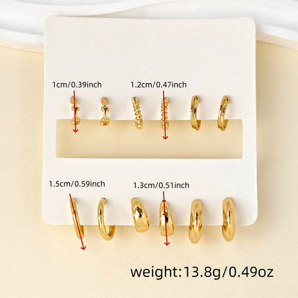 Metallic C Shape Textured Hoop Earrings Vintage Twist Women Accessories
