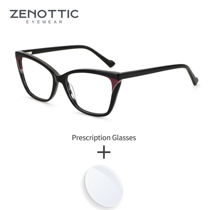 ZENOTTIC M Size Cat Eye Eyeglasses Women Vintage Acetate Inspired Design Prescription Lenses Classic Style