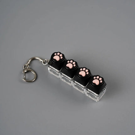 Cat Claw Button Decompression Toy Mechanical Keyboard 4-Key Shaft Tester Luminous Decompression Button Keyboard Keychains