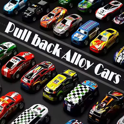 Xmas Set Kids Alloy Pull Back Car Toys Mini City Cartoon Inertia Racing Car Model Diecast Vehicle For Boys Girls Birthday Gift
