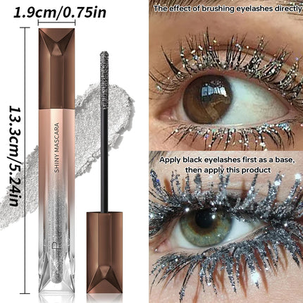 Glitter Sparkling Mascara，Long-Lasting, Volumizing Lashes, Effects, Waterproof, Smudge-Proof ， crushed diamond mascara pearlesce