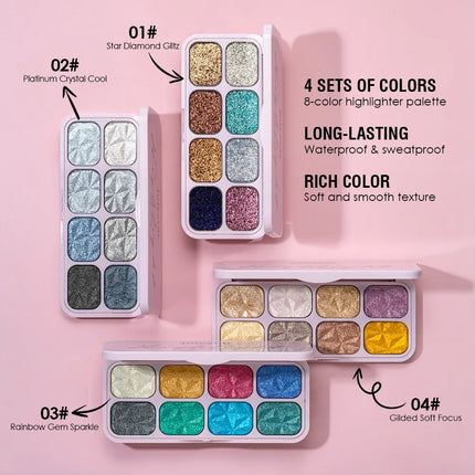 Creamy Eyeshadow Palette 8 Shade Set Buildable Sparkle and Highlight Easy Blend No Fallout for Woman Girl Quick Makeup Essential