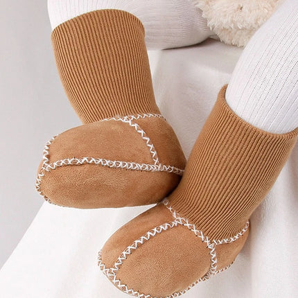 Baby Suede Leather Thick Shoes Infants Winter Plush Warm Booties Fur Girls Booties Unisex Sheepskin Kids Boy Floor First Walkers