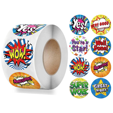 100-500pcs Cute Reward Stickers Roll with Word Motivational Stickers for School Teacher Kids Student Stationery Stickers Kids