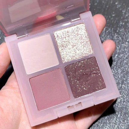4-Color Glitter Blue Eyeshadow Palette Matte Pearl Shimmer Acrylic Smoky Grey Eye Shadow Palette Long Lasting Makeup Cosmetic