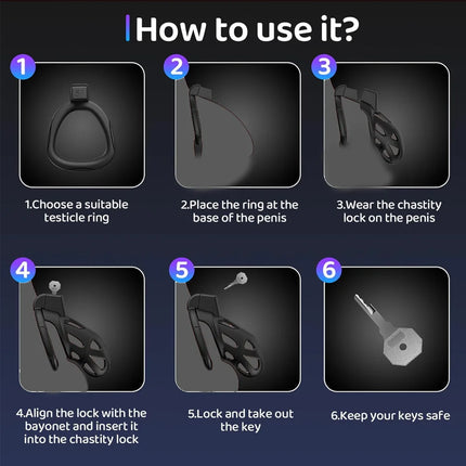 Male Chastity Cage Set Anti Off Lock Penis Ring Cock Cage Kit Trainer Sex Toys Shop Sissy Adult Goods For Men BDSM Bondage