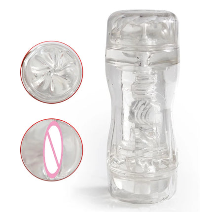 Male Masturbator Cup Soft Pussy Sex Toys Transparent Vagina Adult Endurance Exercise Sex Products Vacuum Pocket Cup for Men 18+