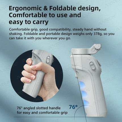 Handheld 3-Axis Gimbal Stabilizer for Smartphone, for iPhone Cellphone Record Video Vlog Phone Anti-Shake with Fill Light