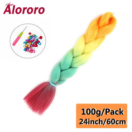 24 Inch Jumbo Braids for Hair Extensions Purple Synthetic Braiding Hair Accessories 100G/Pack Women DIY Hair for Crochet Braid