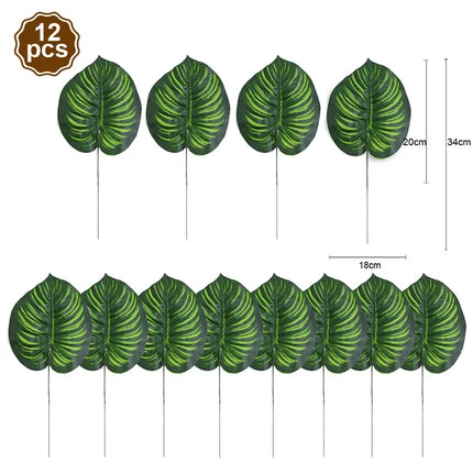 Artificial Tropical Palm Leaves Hibiscus Flower for Beach Table Decor Hawaiian Luau Wedding Jungle Safari Birth Party Decoration