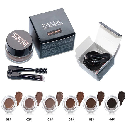 IMAGIC Professional Eye Brow Tint Makeup Tool Waterproof Brow Cream 6 Color Black Brown Eyebrow Gel With Brow Brush