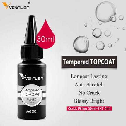 30/60ml VENALISA Diamond Long Wear Top Coat Big Volume Refillment Ultra Glossy Non Wipe Anti Yellowing No Burning Extension Gel